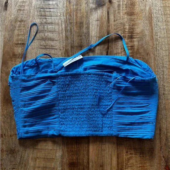 Madewell Blue Ruched Crop Top poplin cotton size 8 NEW NWT - Picture 6 of 7